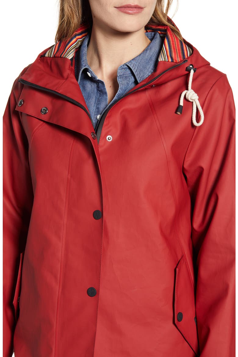 Newport Hooded Waterproof Raincoat, Alternate, color, RED