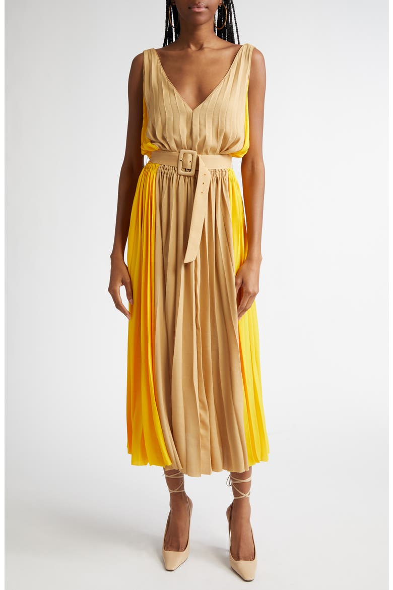Latoya Colorblock Pleated Dress, Main, color, DAISY COLORBLOCK