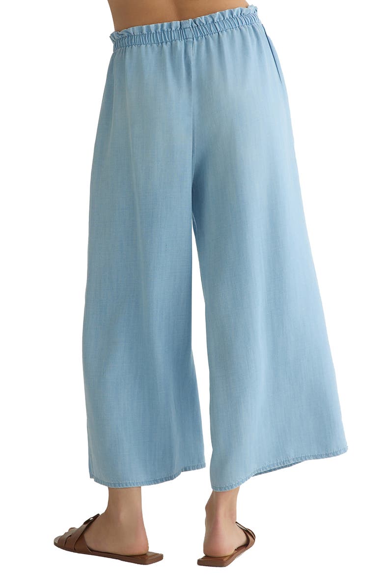 Bella Dahl Ruffle Waist Wide Leg Cropped Pants, Alternate, color, 