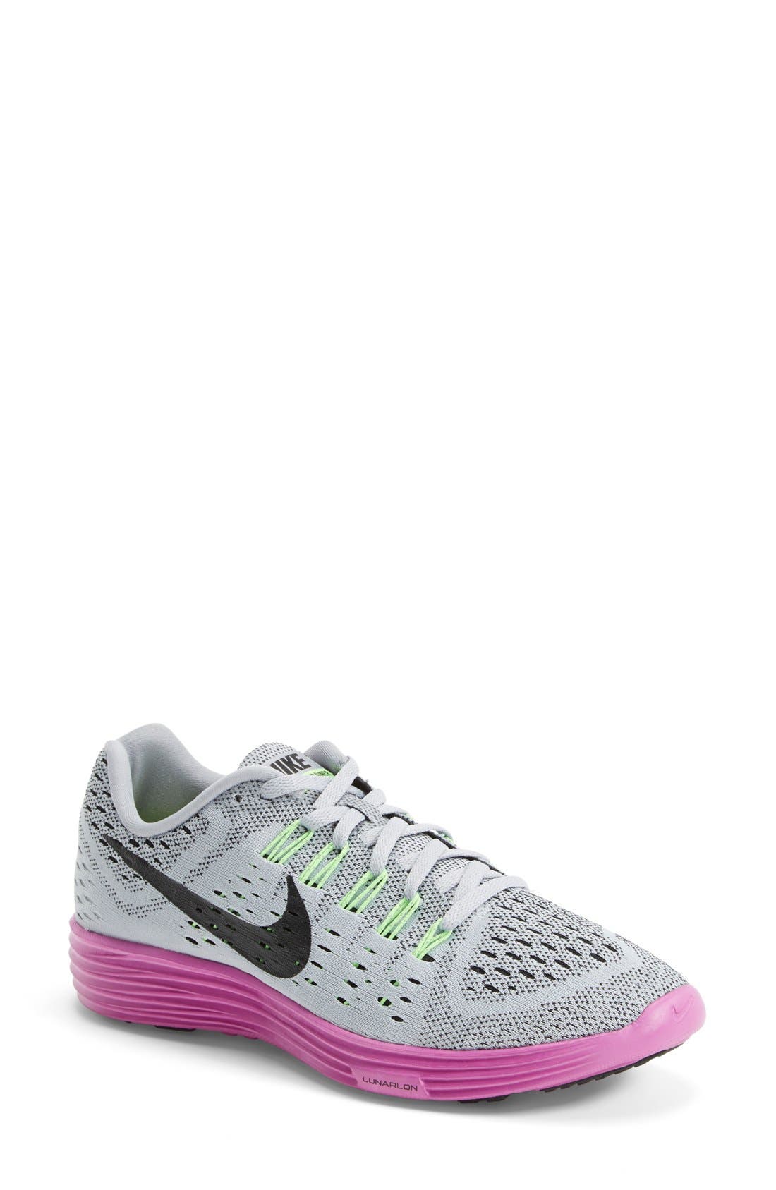 'LunarTempo' Running Shoe, Main, color, GREY/ FUCHSIA/ LIME