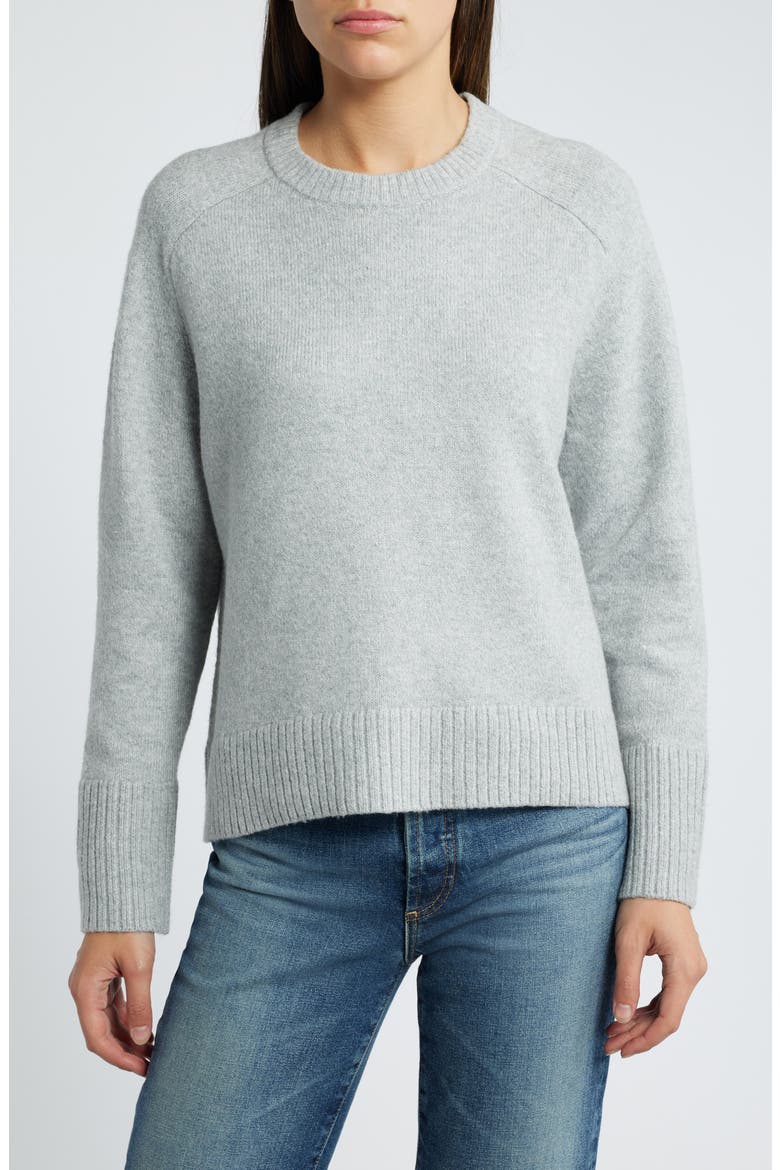 Crewneck Raglan Cotton Blend Sweater, Main, color, GREY HEATHER