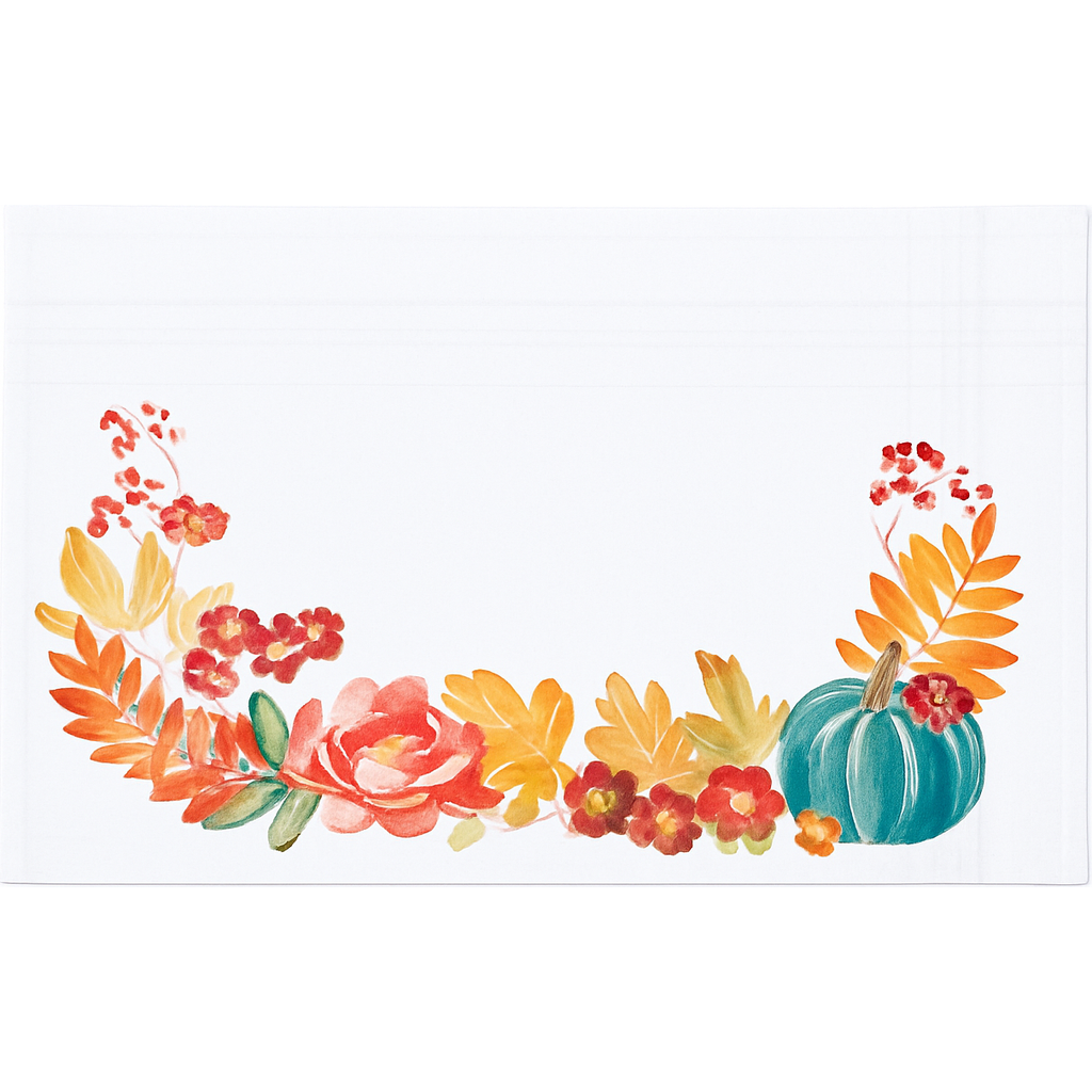 C & F Home C&f Home Harvest Teal Pumpkin Flower Leaves Cloth Placemats Set Of 6 Autumn, 14" X 20" In Multi