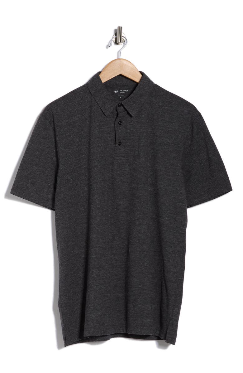 AG Bryce Stretch Cotton Polo, Main, color, Heather Charcoal