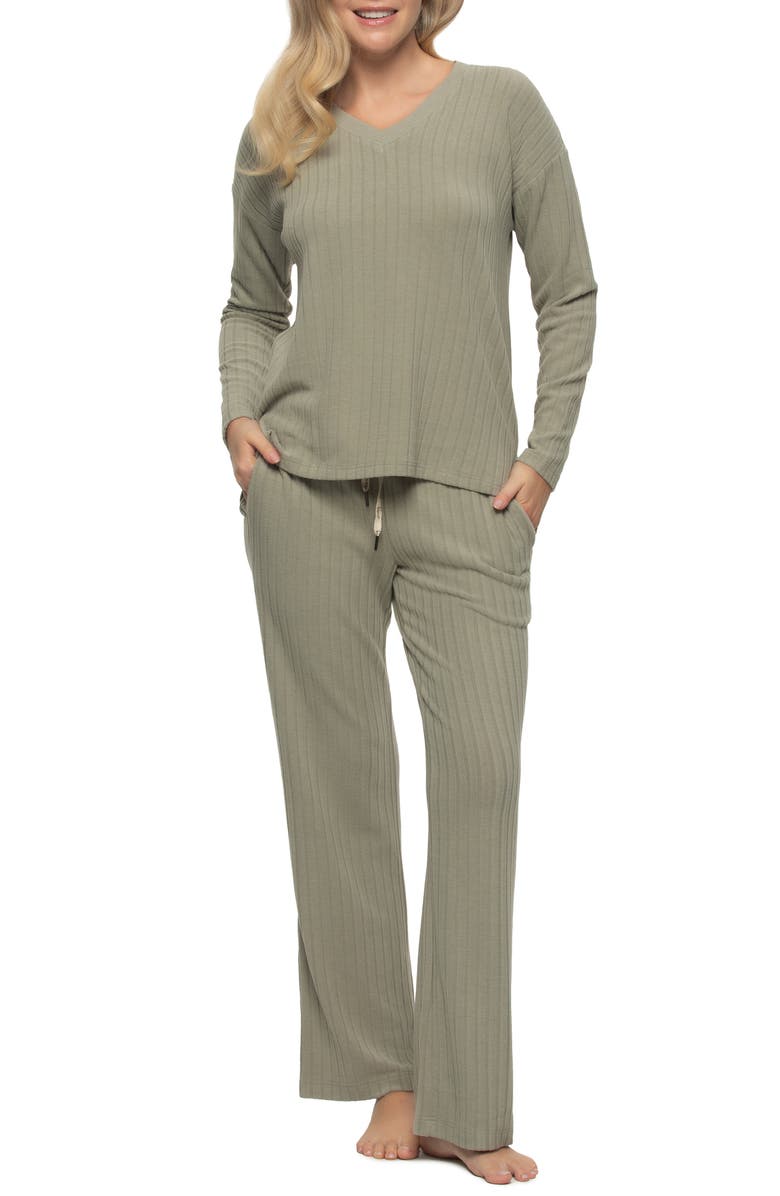 Felina Serena Long Sleeve Rib Knit Pajamas, Main, color, 
