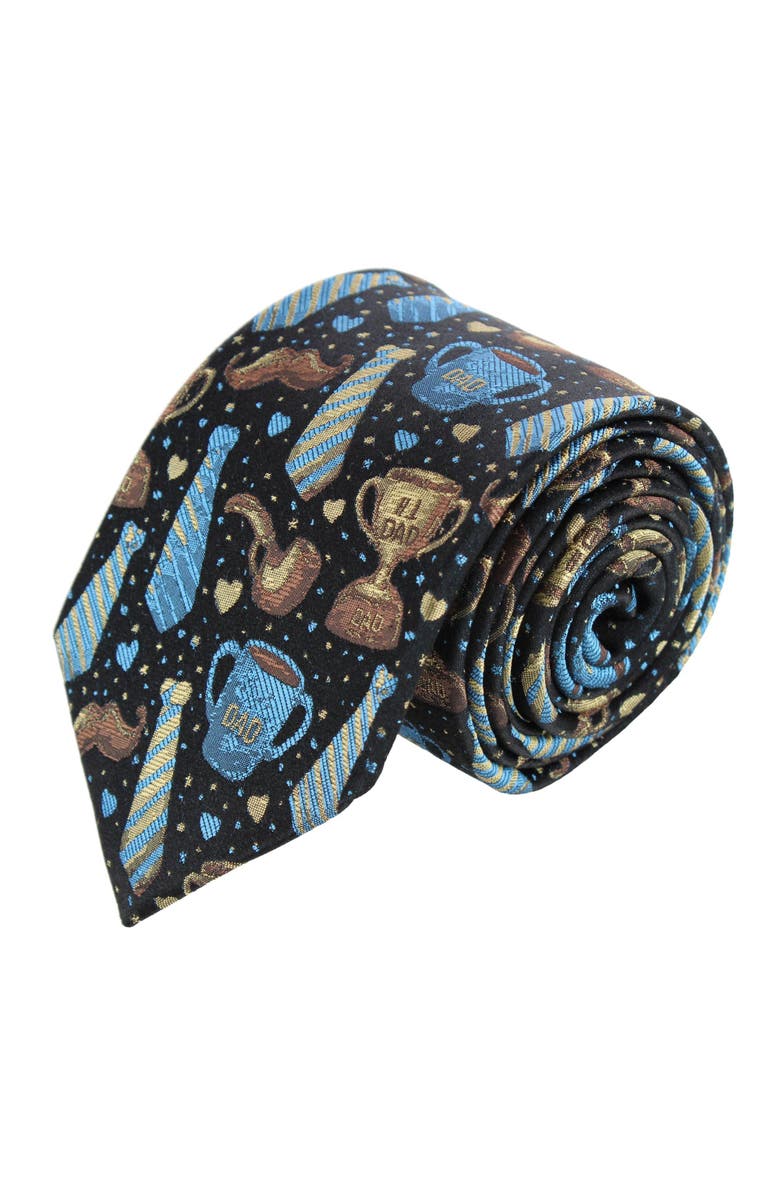 Trafalgar Dad Appreciation Silk Novelty Necktie, Main, color, Navy Blue