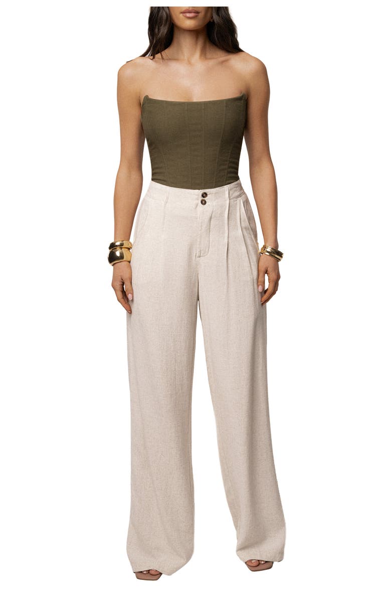 JLUXLABEL Fenix Reversible Linen Corset, Alternate, color, Olive