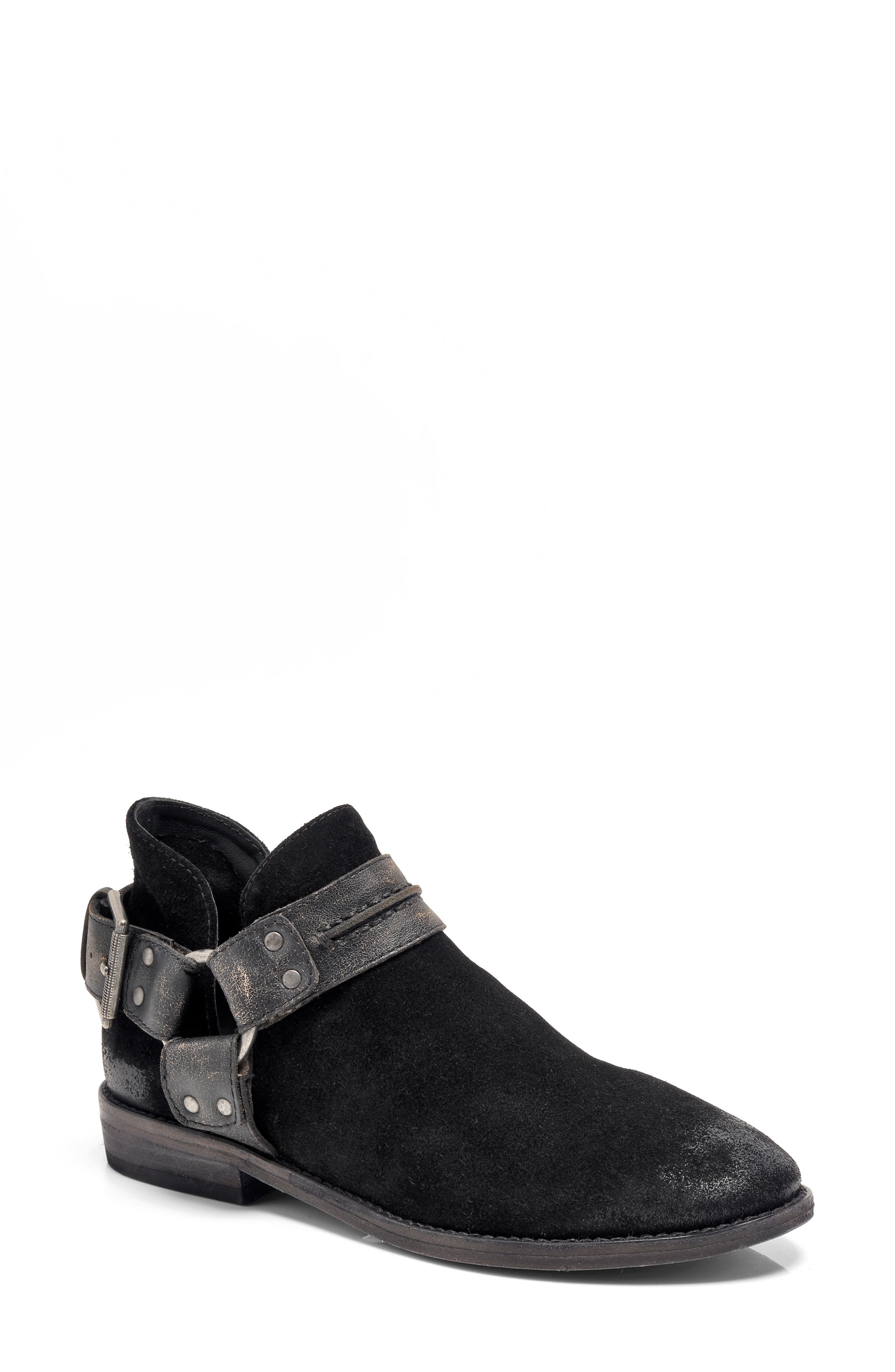 Free People Belle Harness Bootie, Main, color, Black Suede