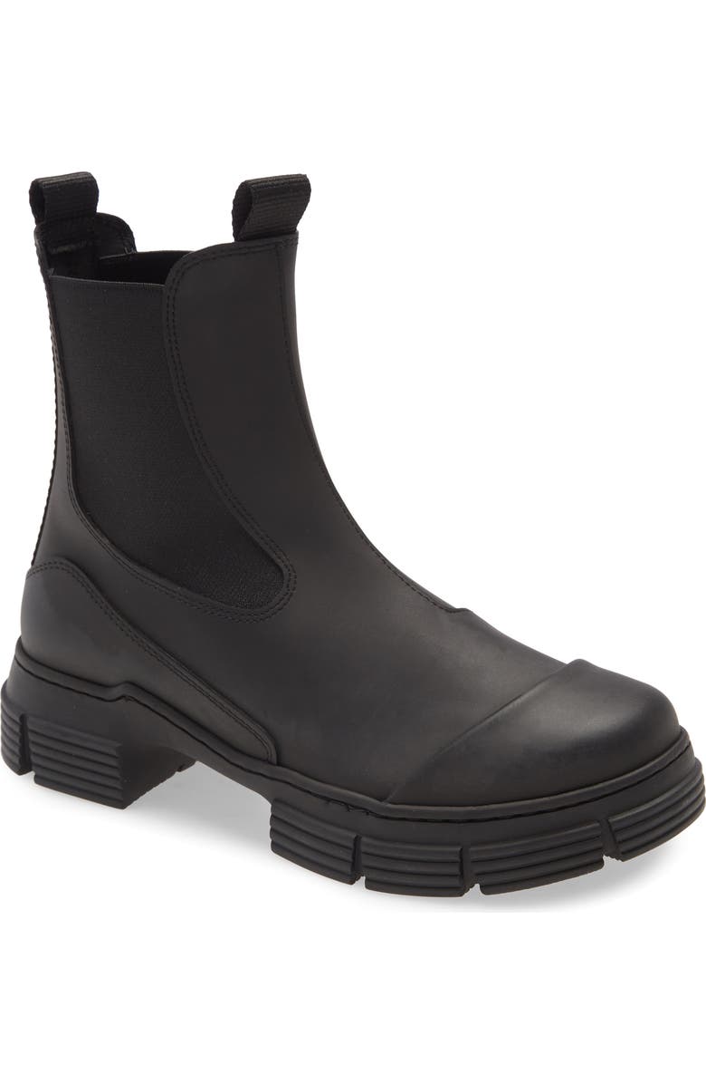 Ganni Recycled Rubber Chelsea Rain Boot, Main, color,