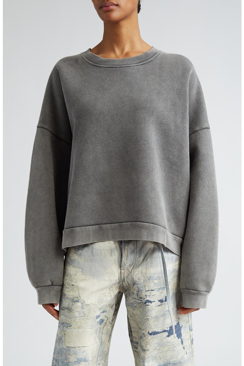 Fester Logo Patch Oversize Cotton Sweatshirt, Main, color, FADED BLACK