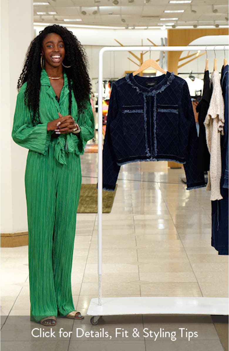 Frayed Velvet Trim Denim Jacket, sales video thumbnail