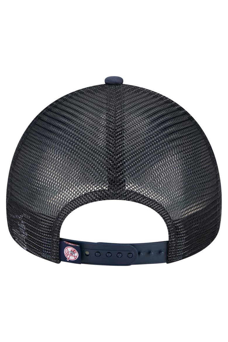 Men's New Era  Navy New York Yankees Distressed 9FORTY A-Frame Adjustable Trucker Hat, Alternate, color, Navy