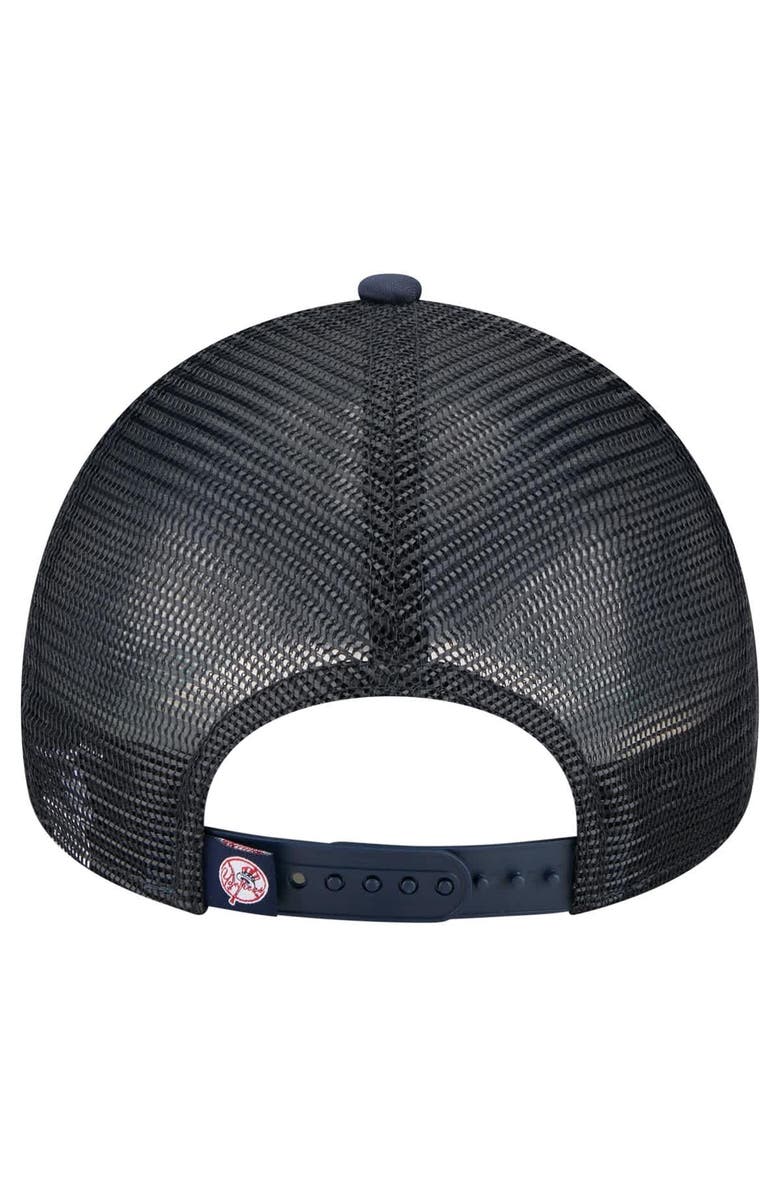 New Era Men's New Era Navy New York Yankees Distressed 9FORTY A-Frame Adjustable Trucker Hat, Alternate, color, Navy