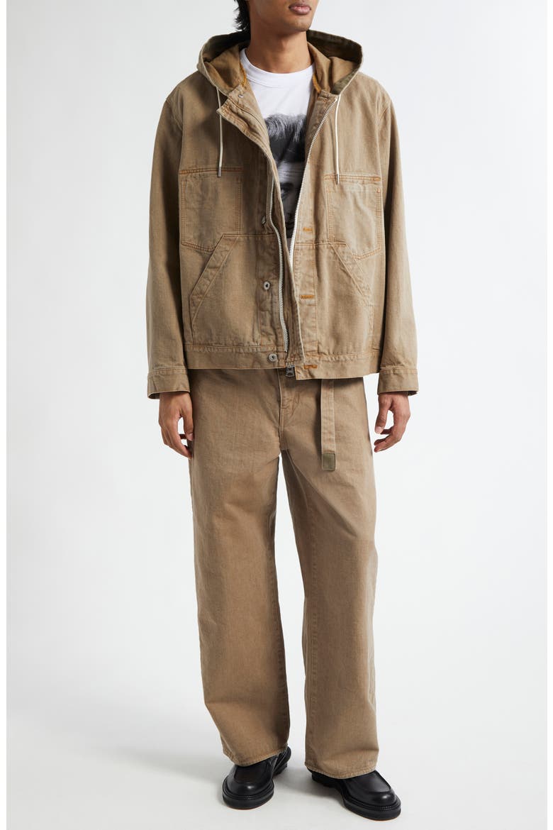 Belted Denim Pants, Alternate, color, BEIGE