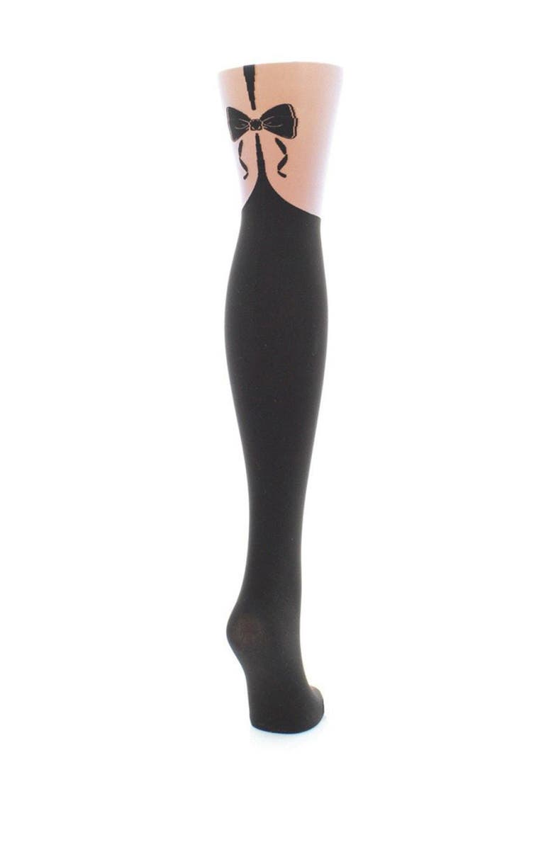 MeMoi Delicate Bow Back Opaque Tights, Main, color, 