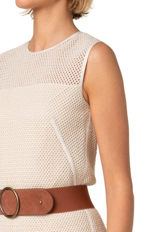 Akris Punto Fringe Cotton Blend Crochet Belted Dress In Cashew