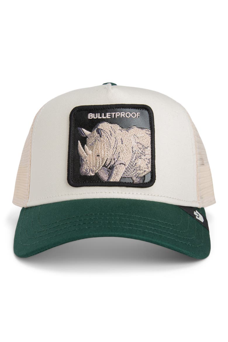 Bulletproof Rhino Patch Snapback Trucker Hat, Alternate, color, CHALK / GUARD