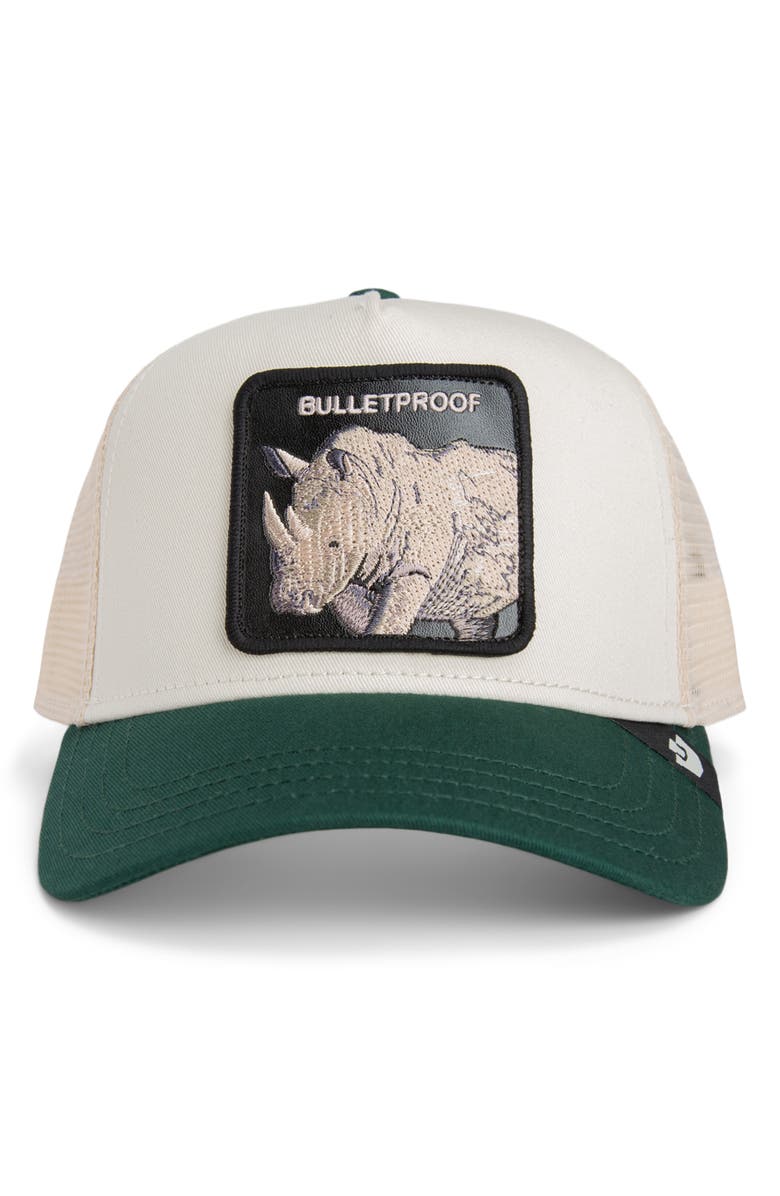 Goorin Bros. Bulletproof Rhino Patch Snapback Trucker Hat, Alternate, color, Chalk / Guard