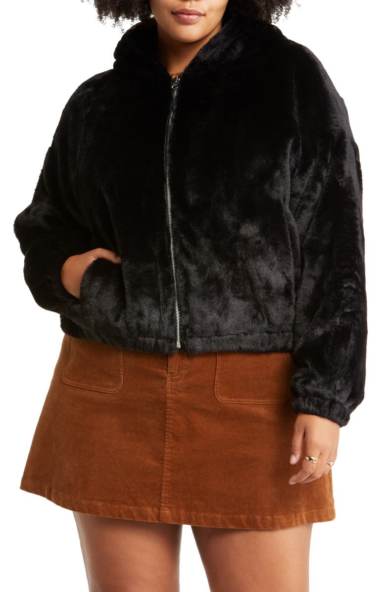 BP. Hooded Faux Fur Jacket, Alternate, color,