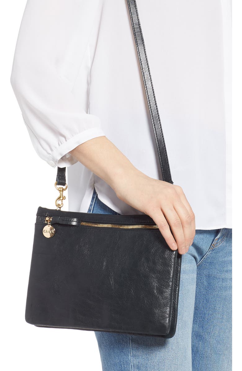 Clare V. Jumelle Leather Crossbody Bag, Alternate, color,