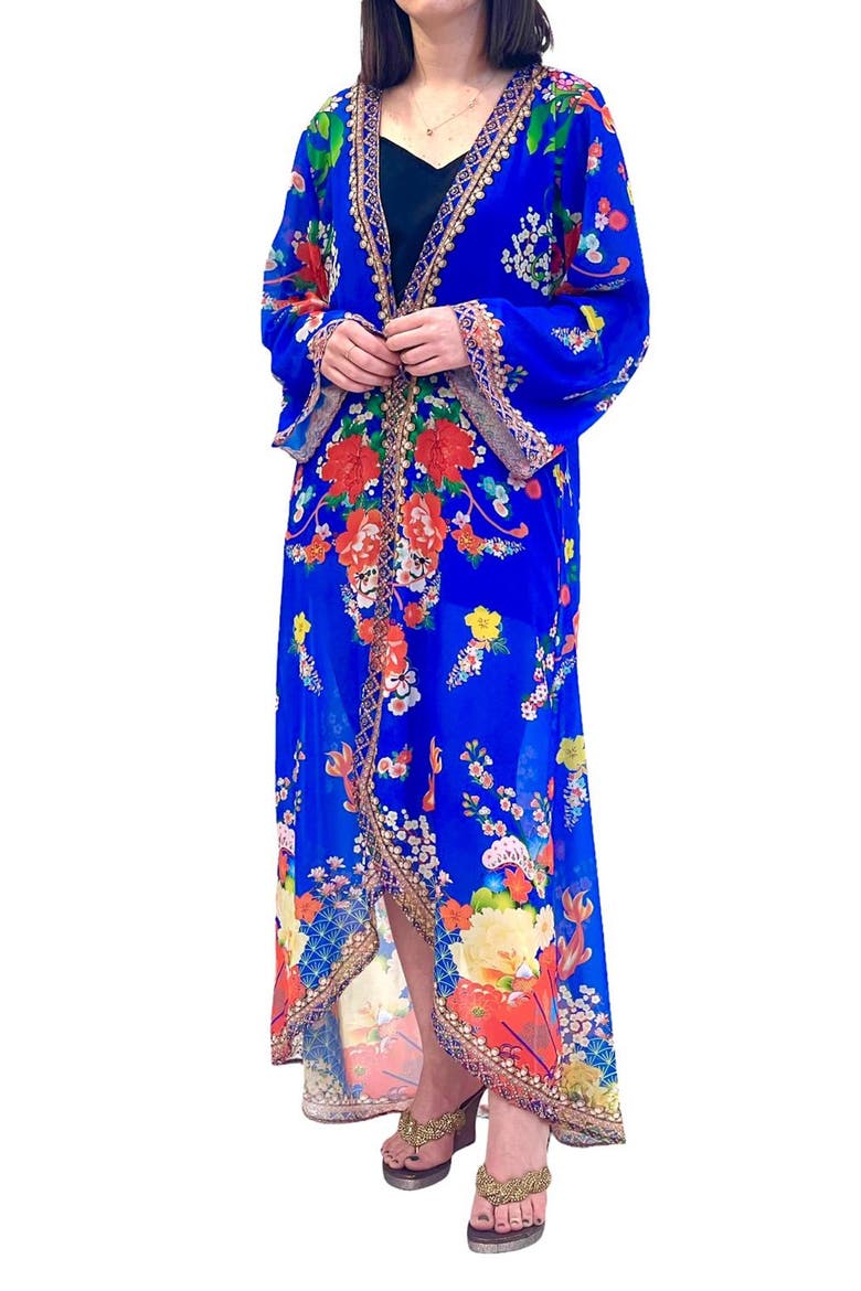 Floral Long Duster, Alternate, color, ROYAL BLUE