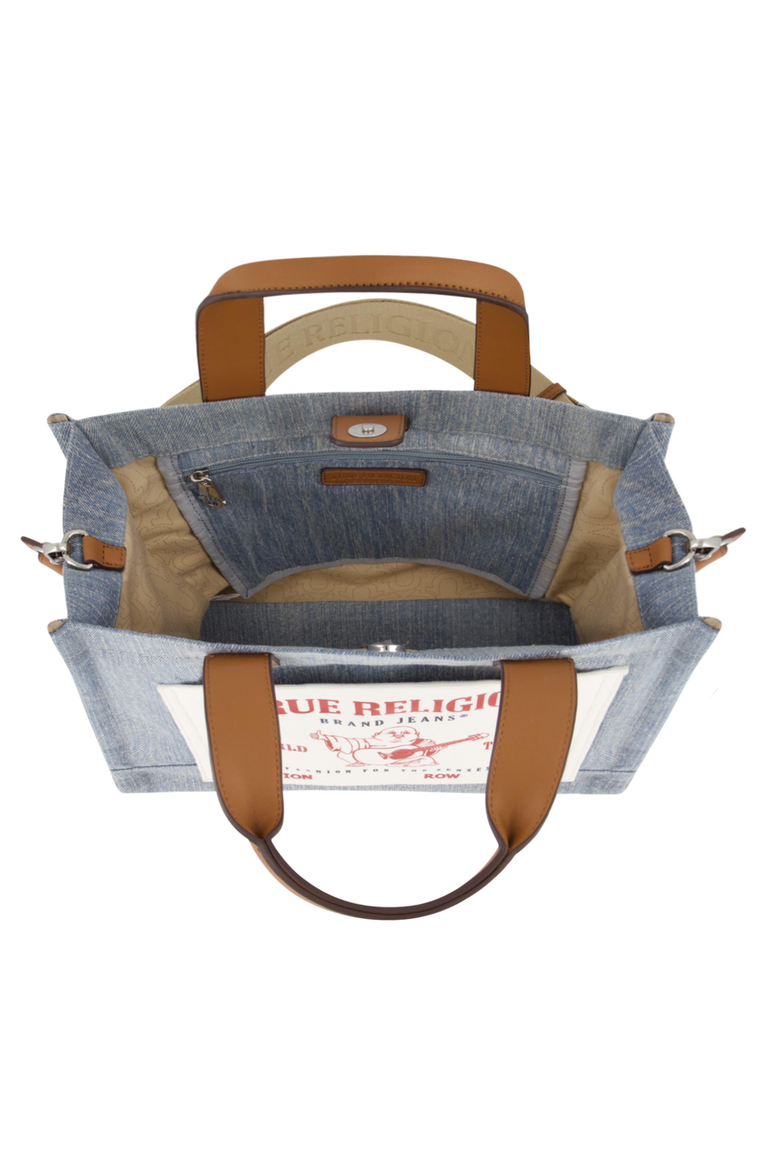 True Religion Brand Jeans Twill Medium Tote Bag, Alternate, color, Denim