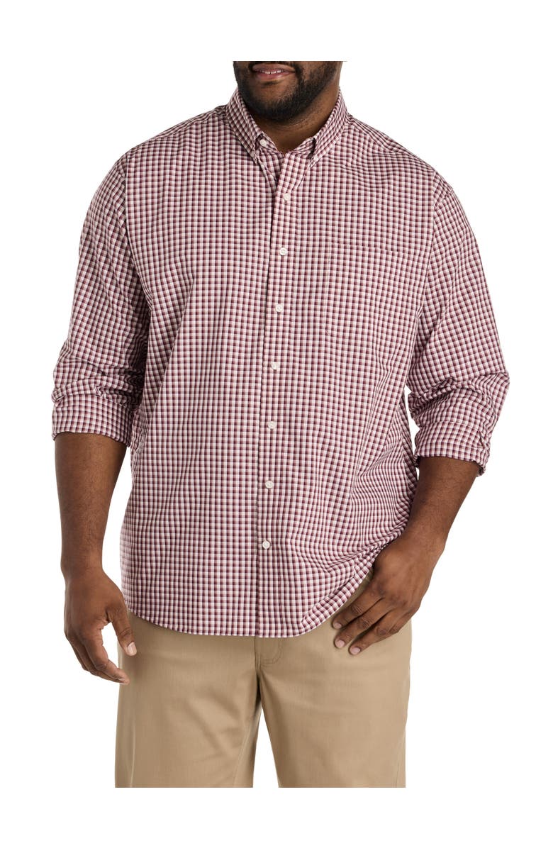 Oak Hill by DXL Big 
Tall  Small Plaid Sport Shirt, Main, color, Pink