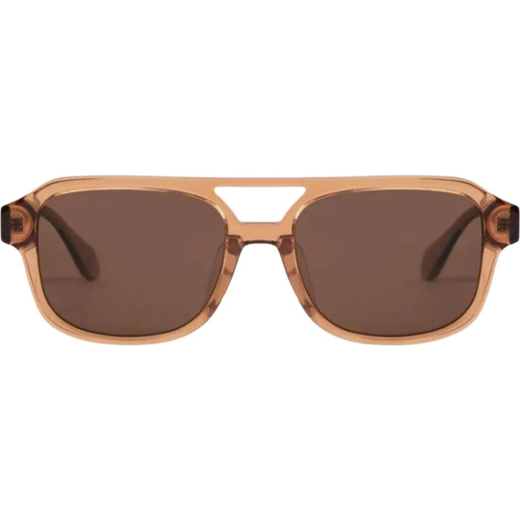 Mohala Eyewear Hanalei 55mm Low Nose Bridge Wide Width Polarized Top Bar Sunglasses In Brown