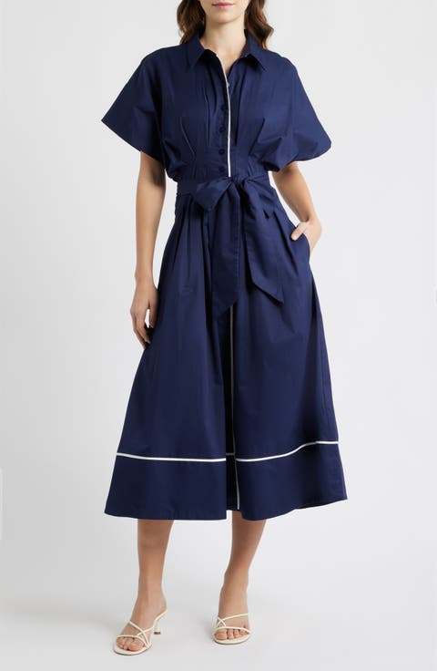 Tie Waist Midi Shirtdress