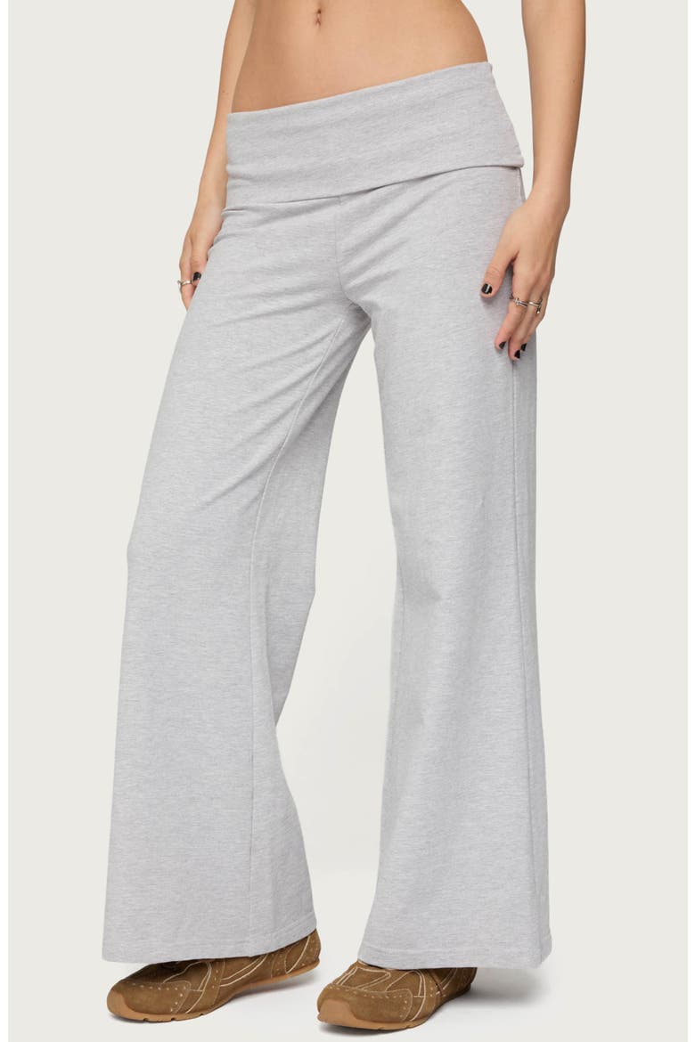 Wide Leg Foldover Pants, Alternate, color, LIGHT-GRAY-MELANGE