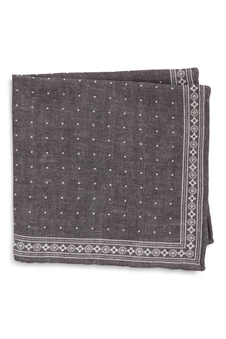 Wool & Cotton Muslin Pocket Square, Main, color, 22-02 BLACK AND SAND