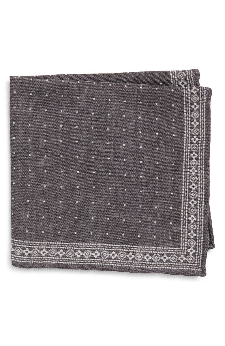Eleventy Wool & Cotton Muslin Pocket Square, Main, color, 22-02 Black And Sand