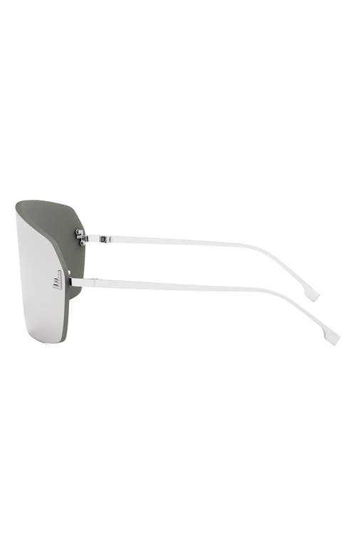 Fendi ' First Rectangular Shield Sunglasses In Shiny Palladium/smoke Mirror