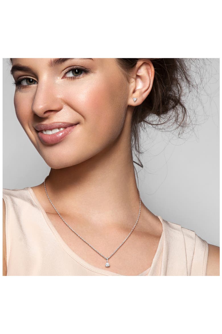 Trillion Cut Cubic Zirconia Stud Earrings & Pendant Necklace Set, Alternate, color, WHITE