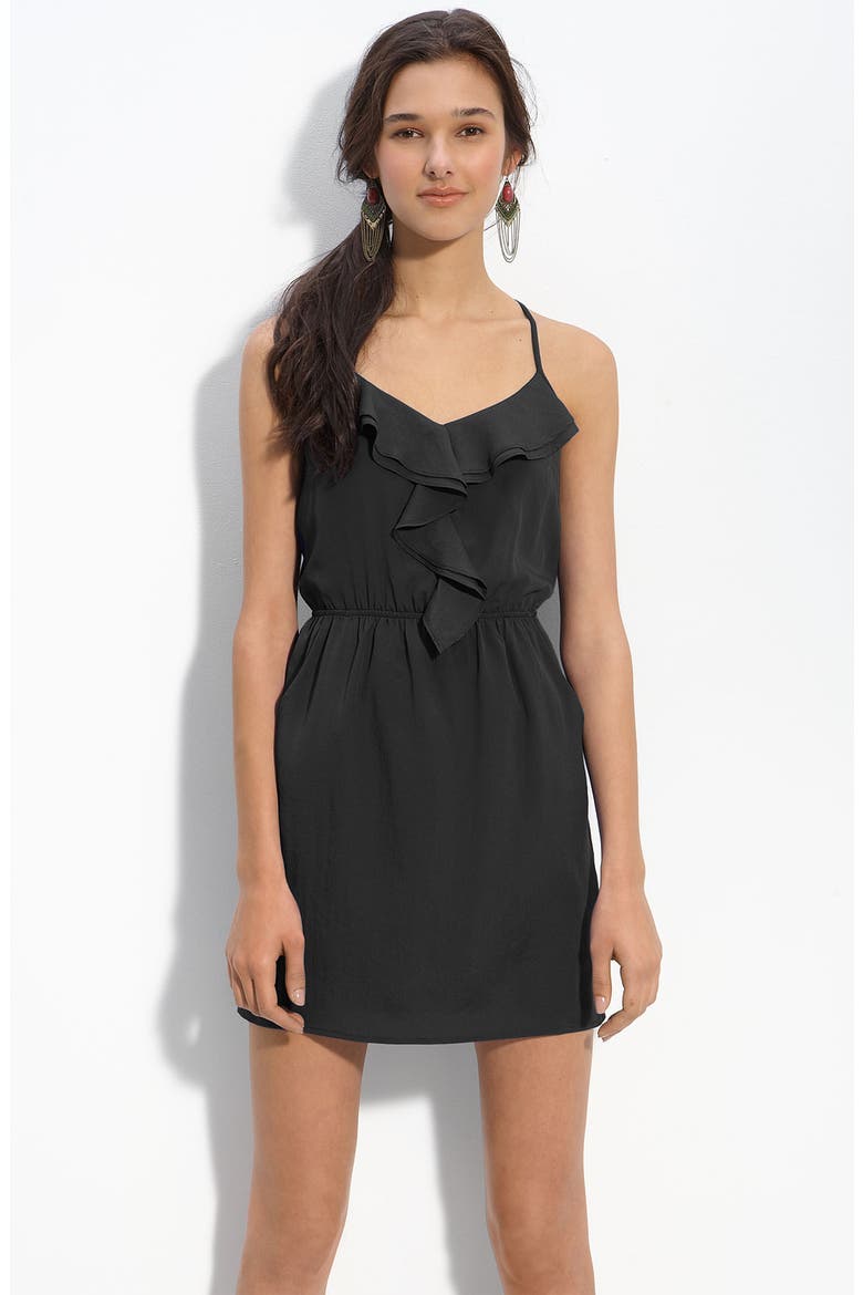 Lush Ruffled Racerback Dress, Main, color, BLACK