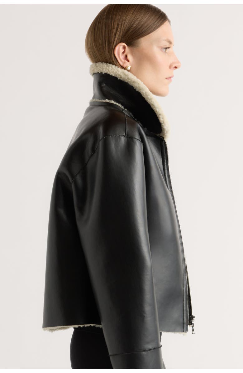 Modern Citizen Bonnie Shearling-Collar Coat, Alternate, color, Black