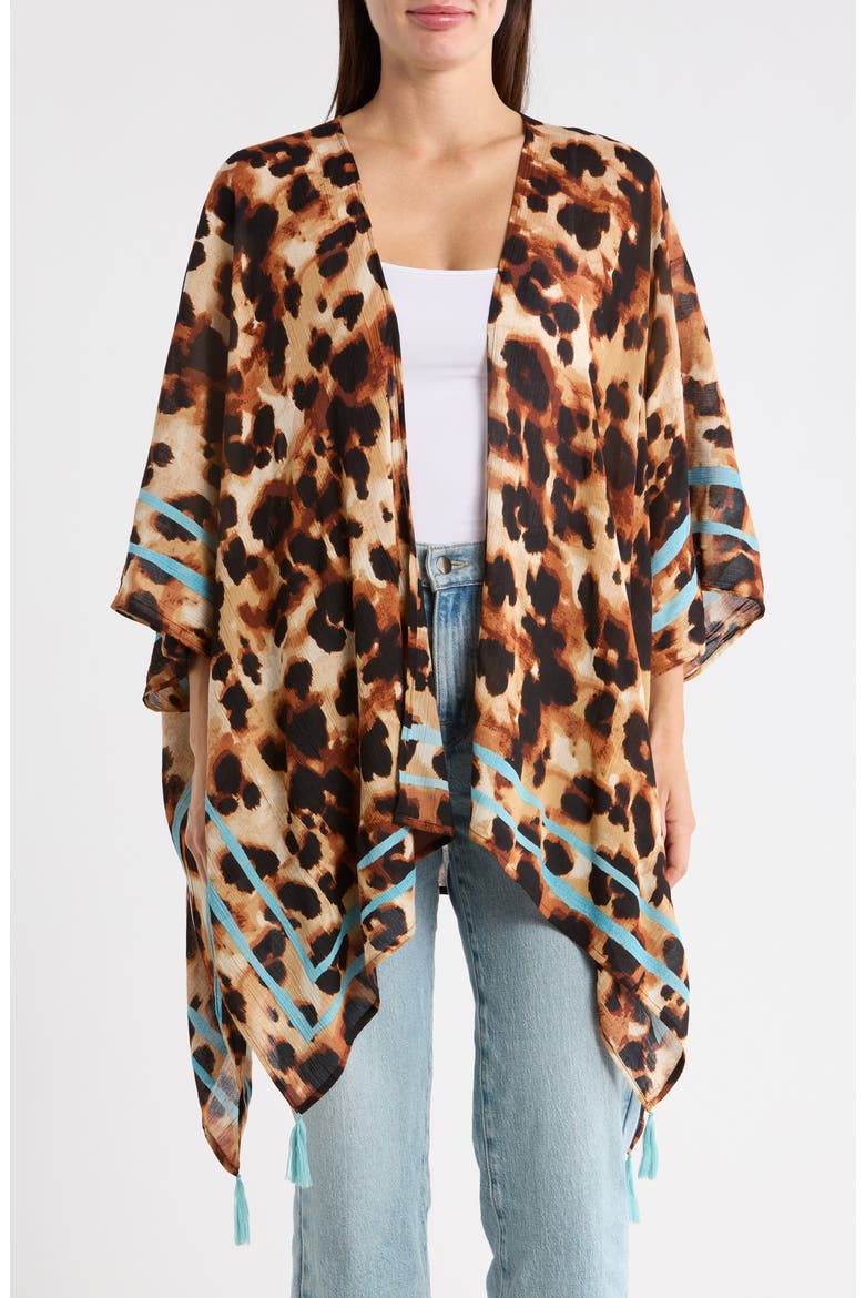 Leopard Print Crinkle Topper, Main, color, BLUE