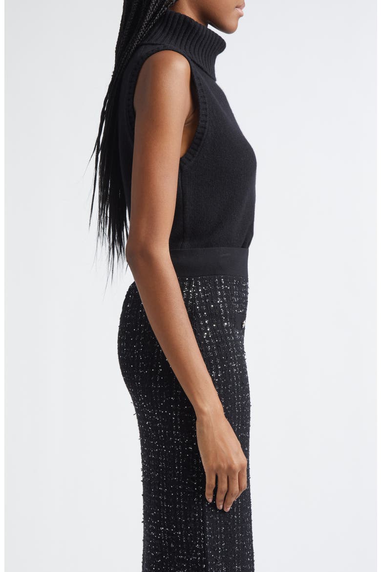 Mazzy Sleeveless Cashmere Turtleneck Sweater, Alternate, color, BLACK