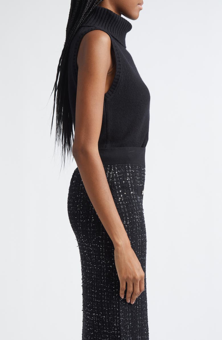 Veronica Beard Mazzy Sleeveless Cashmere Turtleneck Sweater, Alternate, color, Black