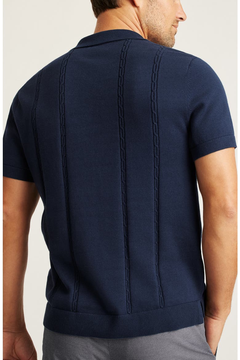 Placed Cable Johnny Collar Polo, Alternate, color, NAVY