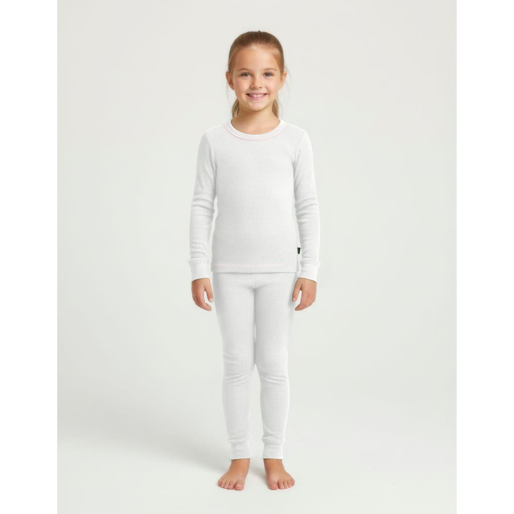 City Threads Kids' Girls Soft & Cozy Thermal Long Johns 2-piece Set In White