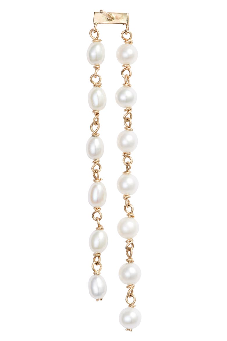 Duo Pearl Drop Earrings, Alternate, color, YELLOW GOLD/ PEARL