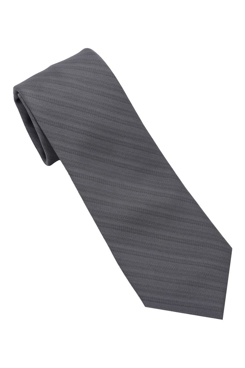 Jacquard Stripe Tie, Main, color, BLACK/GREY