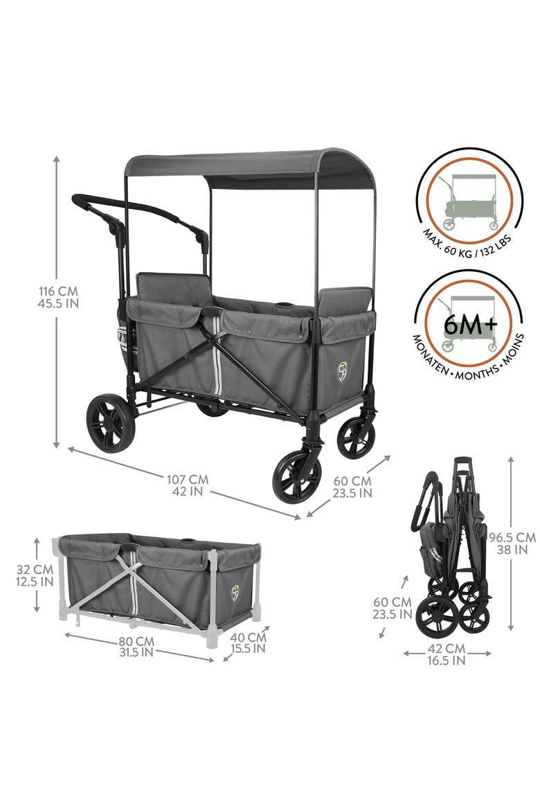 Wag N Stroll Tandem Wagon Push Cart, Alternate, color, Multicolored