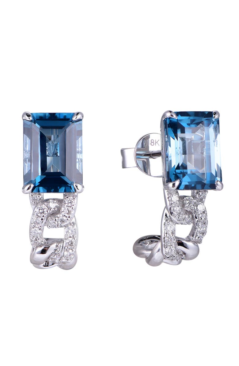 Kahn High Jewelry London Blue Topaz Earrings with Diamonds, Main, color, London Blue