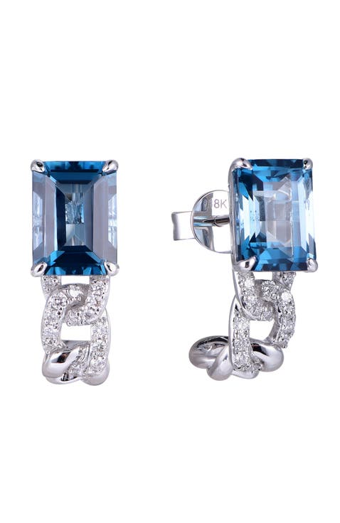 London Blue Topaz Earrings with Diamonds