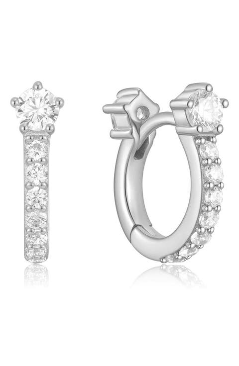 Cubic Zirconia Pavé Huggie Hoop Earrings