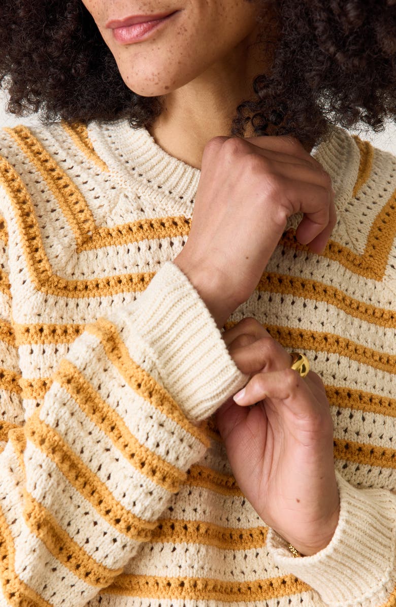 Marine Layer Stripe Open Stitch Crewneck Sweater, Alternate, color,