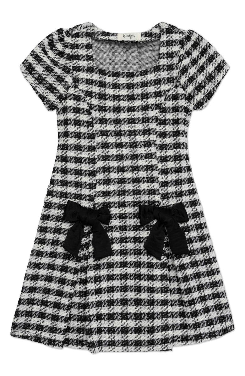 Speechless Kids' Drop Waist Bouclé Dress, Main, color, Black/ Ivory