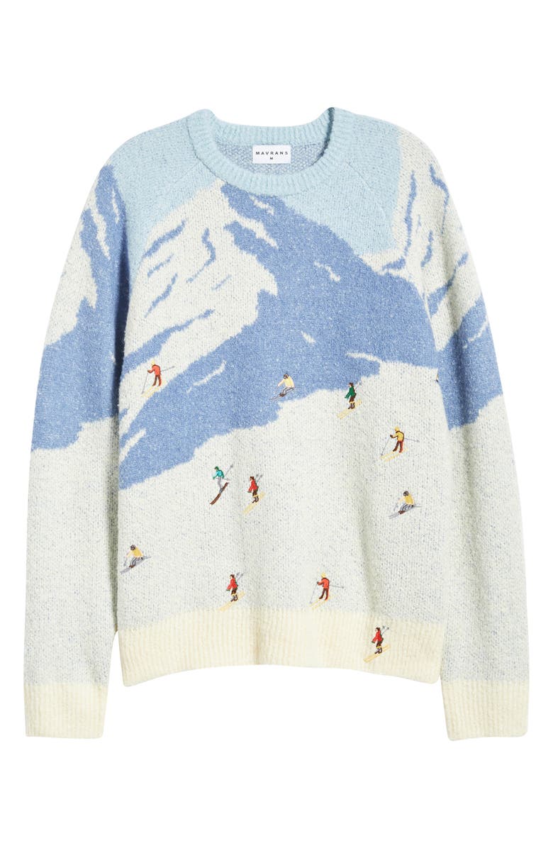 MAVRANS Ski Jacquard Crewneck Sweater, Alternate, color, Blue