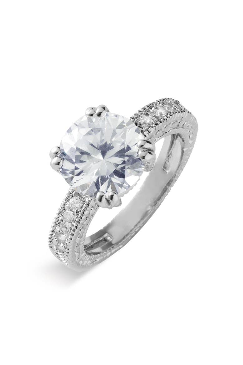 'Antique Detail' Round Ring, Alternate, color, SILVER